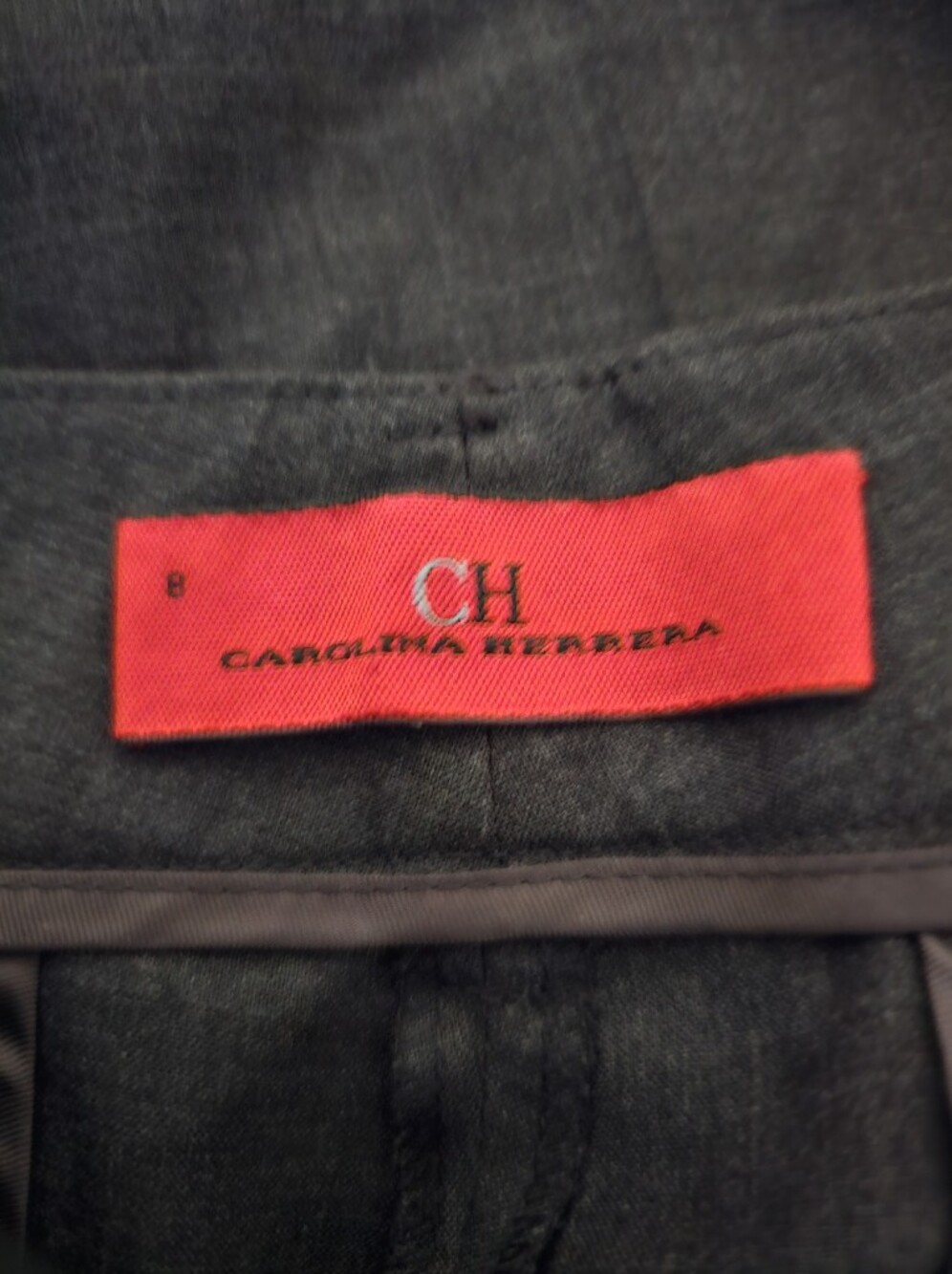 CH Carolina Herrera Gray Wool Blend Straight Leg Dress Pants Trousers Size 8 - Picture 7 of 8